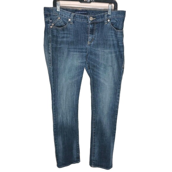 Rock & Republic Women's Dark Blue Denim Bootcut Straight Leg Jeans Sz 14 $225 - Picture 11 of 16
